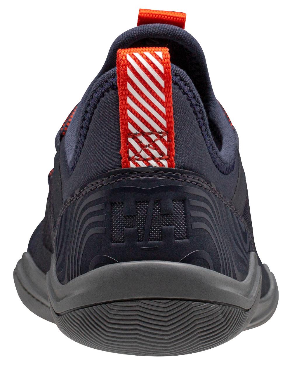 Navy Flame Coloured Helly Hansen Womens Supalight Moc One Watersport Shoes on white background 