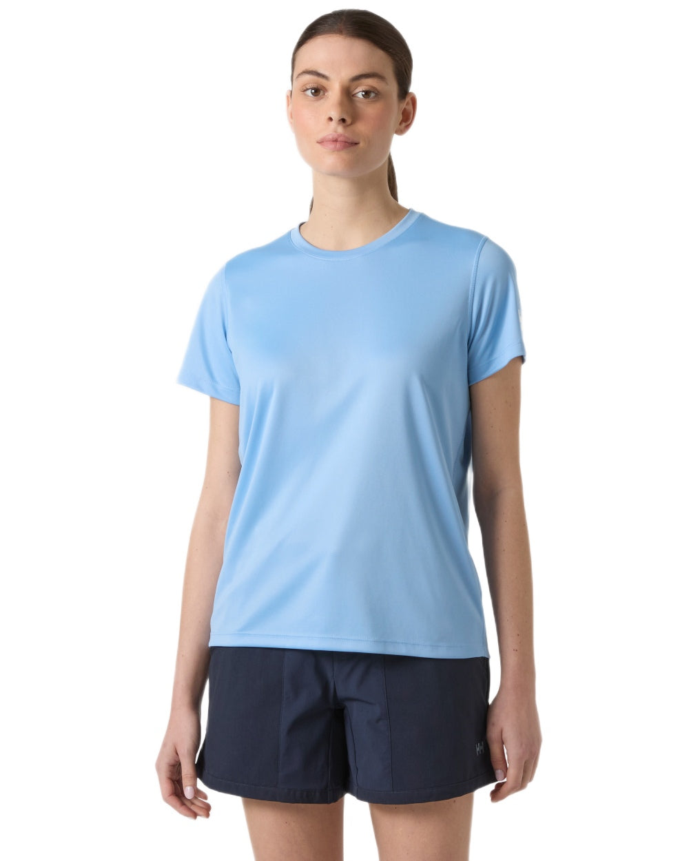 Bright Blue coloured Helly Hansen Womens Tech T-Shirt 2.0 on white background 