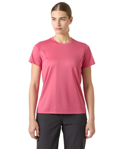 Cascadia Pink coloured Helly Hansen Womens Tech T-Shirt 2.0 on white background 