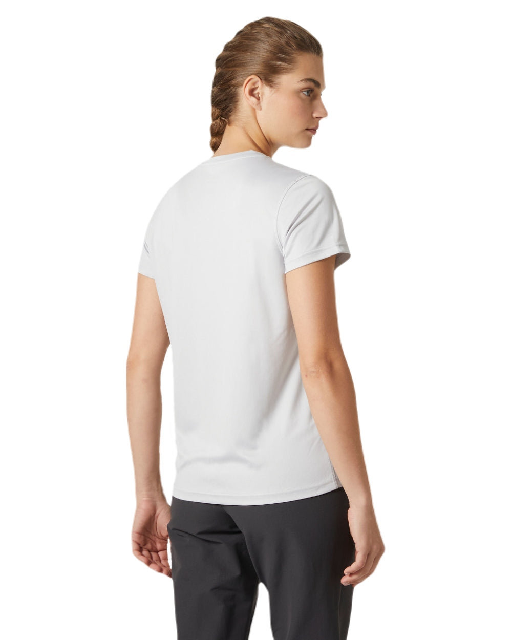 Grey Fog coloured Helly Hansen Womens Tech T-Shirt 2.0 on white background 