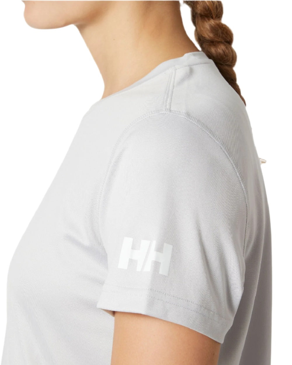 Grey Fog coloured Helly Hansen Womens Tech T-Shirt 2.0 on white background 