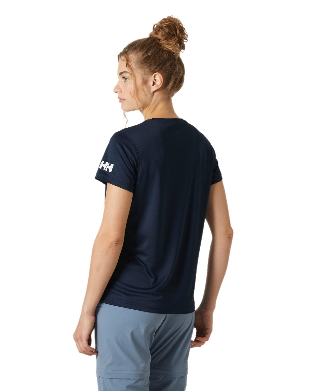 Navy coloured Helly Hansen Womens Tech T-Shirt 2.0 on white background 