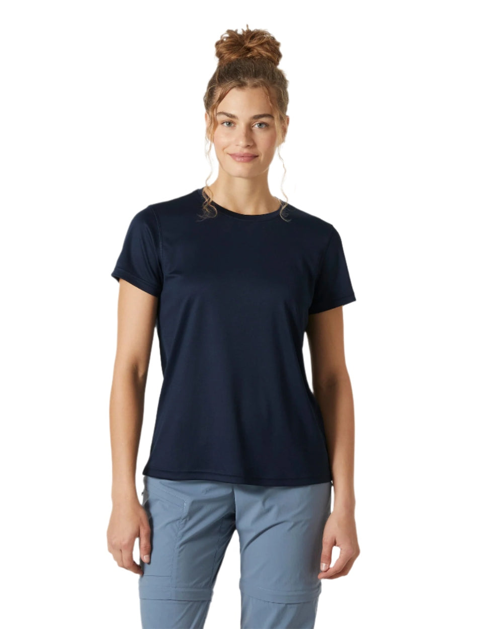Navy coloured Helly Hansen Womens Tech T-Shirt 2.0 on white background 
