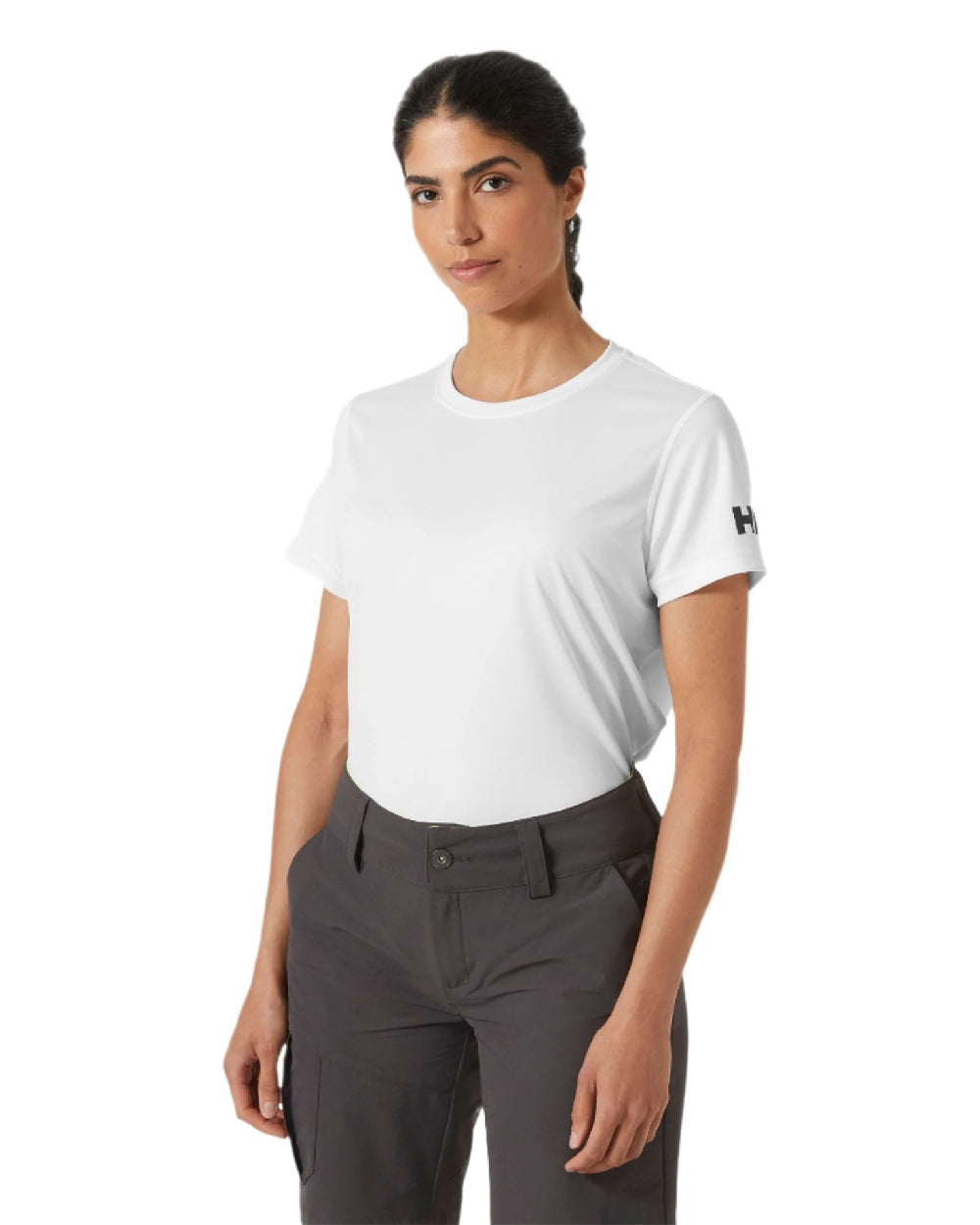White coloured Helly Hansen Womens Tech T-Shirt 2.0 on white background 