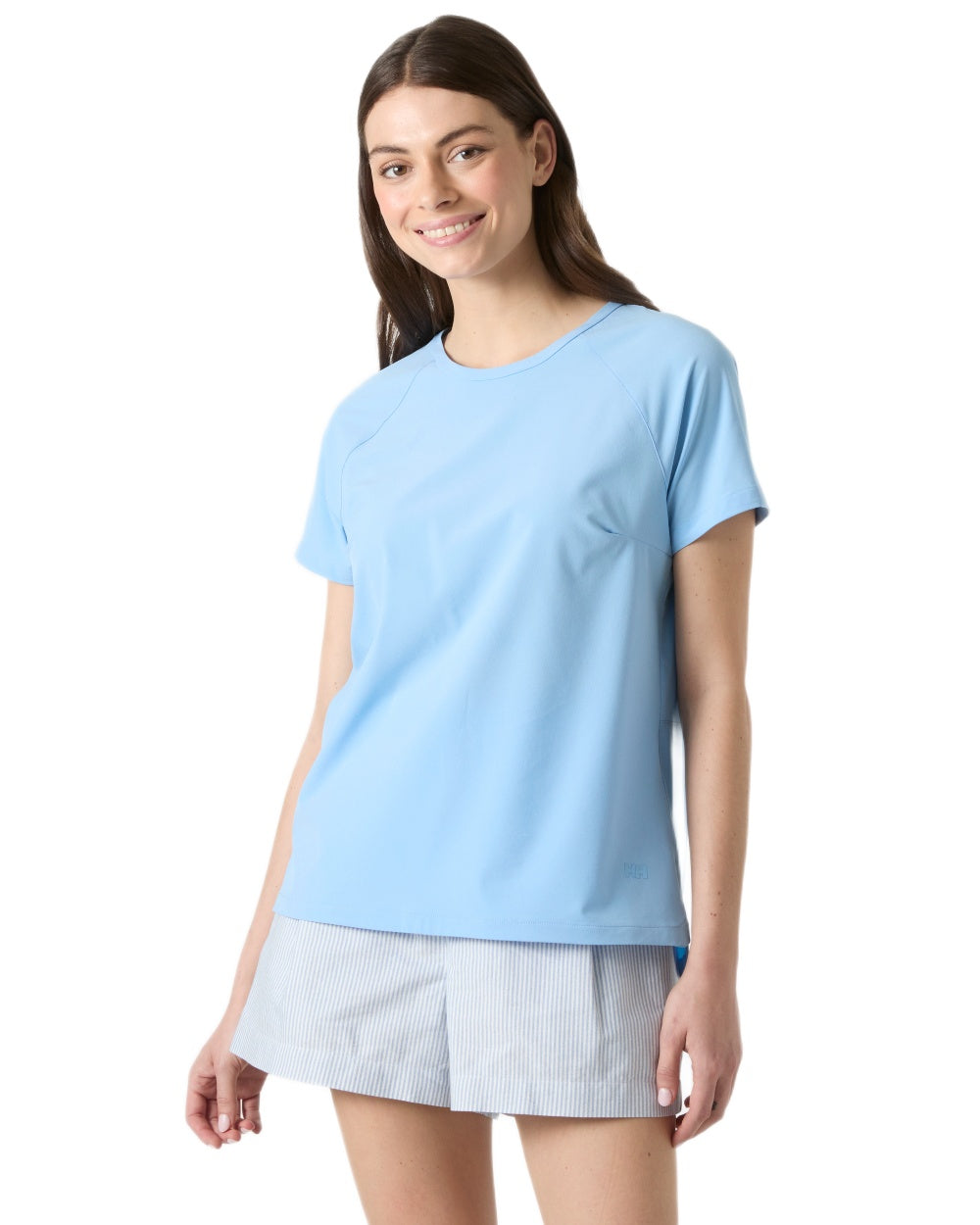 Bright Blue coloured Helly Hansen Womens Thalia T-Shirt on white background 
