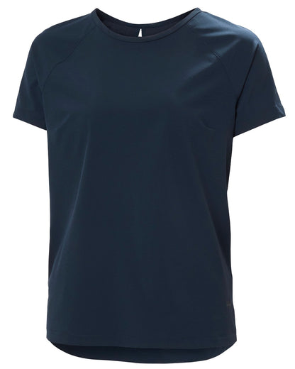 Navy coloured Helly Hansen Womens Thalia T-Shirt on white background 