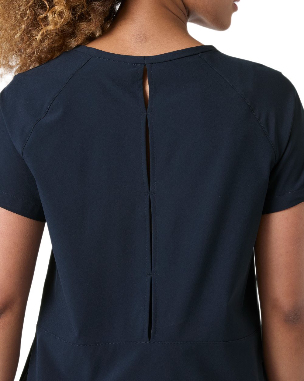 Navy coloured Helly Hansen Womens Thalia T-Shirt on white background 