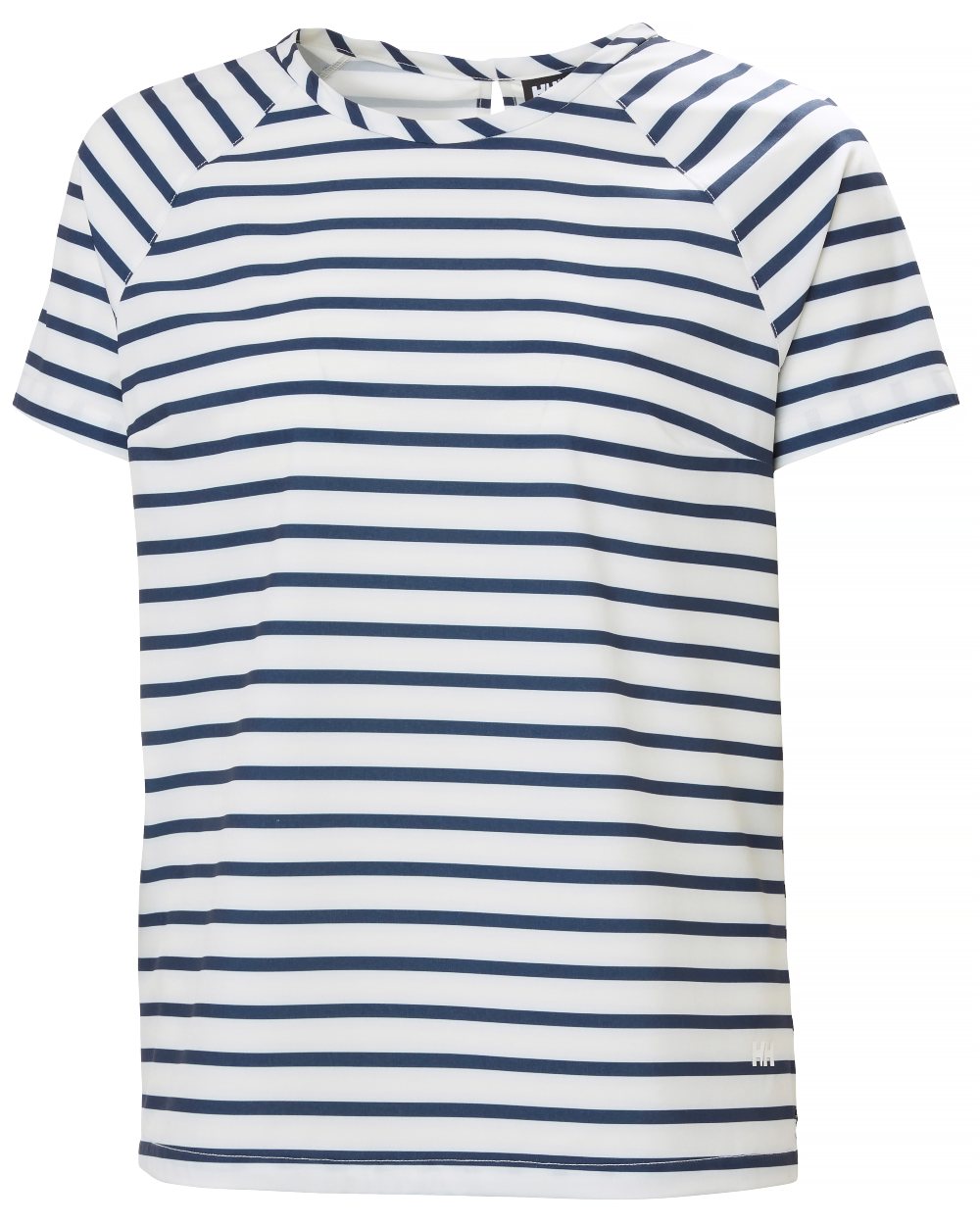 White Navy Stripe coloured Helly Hansen Womens Thalia T-Shirt on white background 