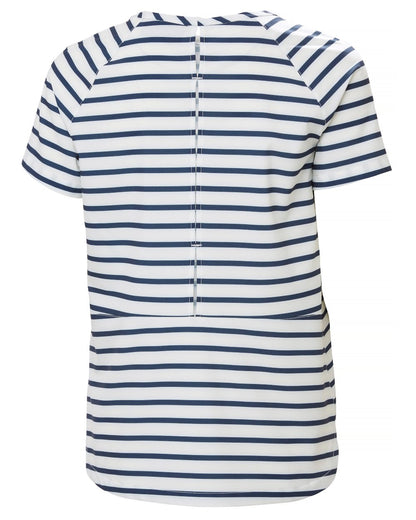 White Navy Stripe coloured Helly Hansen Womens Thalia T-Shirt on white background 