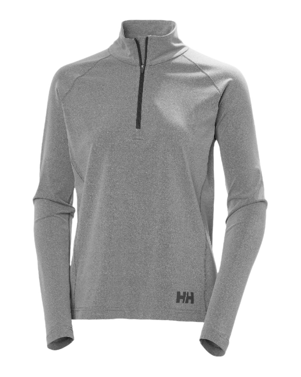 Ebony Melange coloured Helly Hansen Womens Tyri Knit Half Zip Pullover on white background 