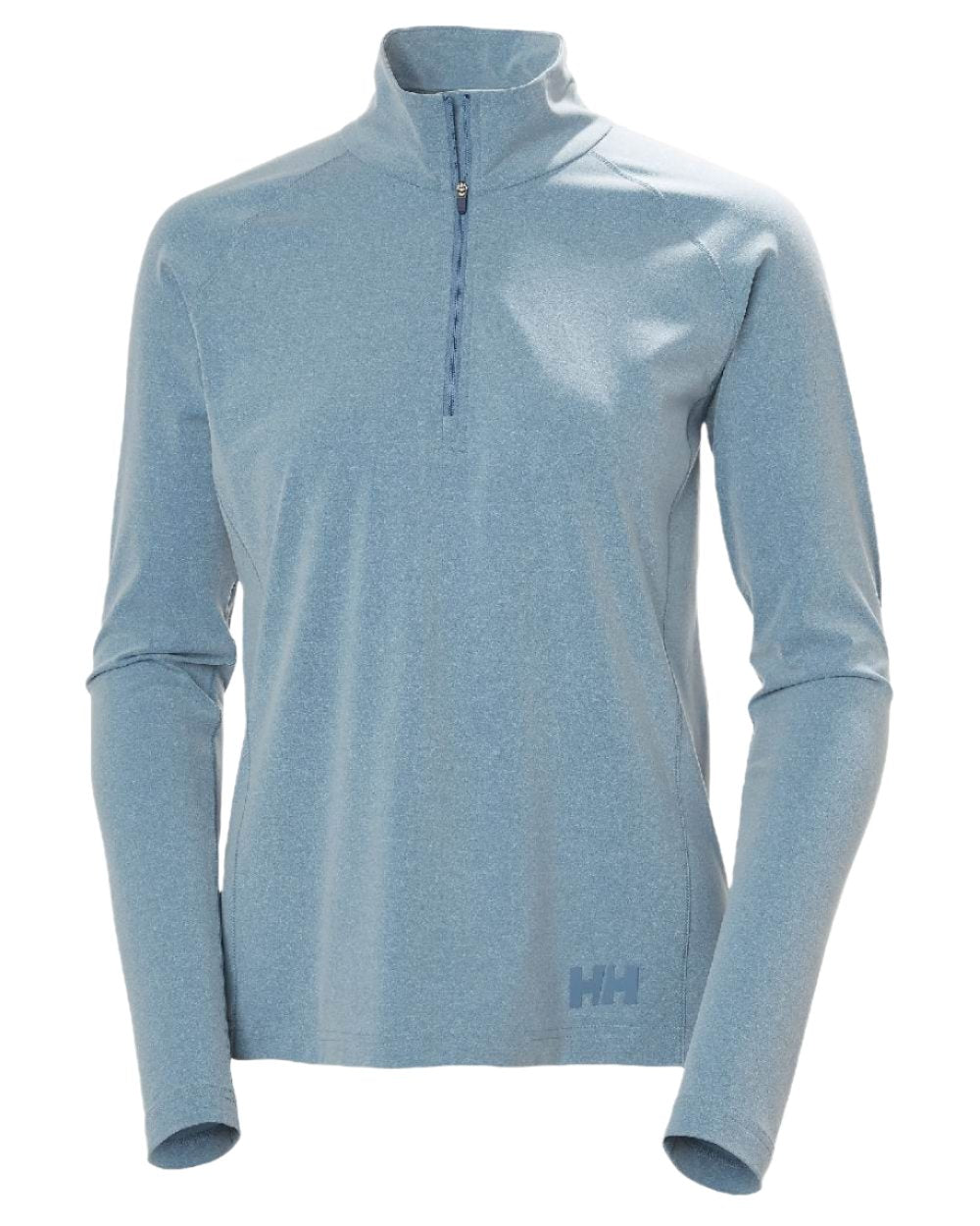 Washed Navy Melange coloured Helly Hansen Womens Tyri Knit Half Zip Pullover on white background 