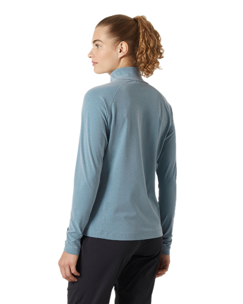 Washed Navy Melange coloured Helly Hansen Womens Tyri Knit Half Zip Pullover on white background 