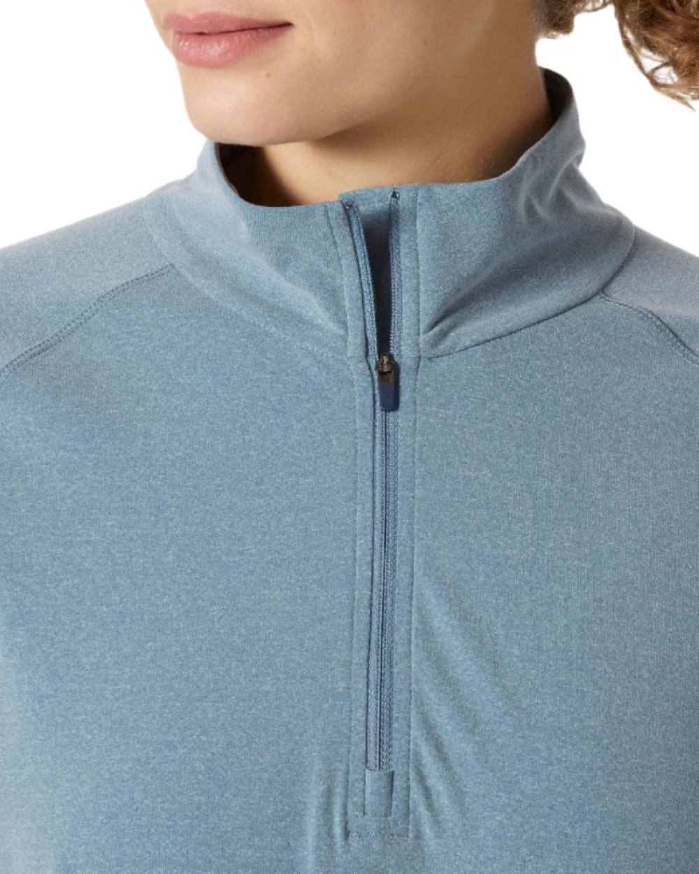 Washed Navy Melange coloured Helly Hansen Womens Tyri Knit Half Zip Pullover on white background 