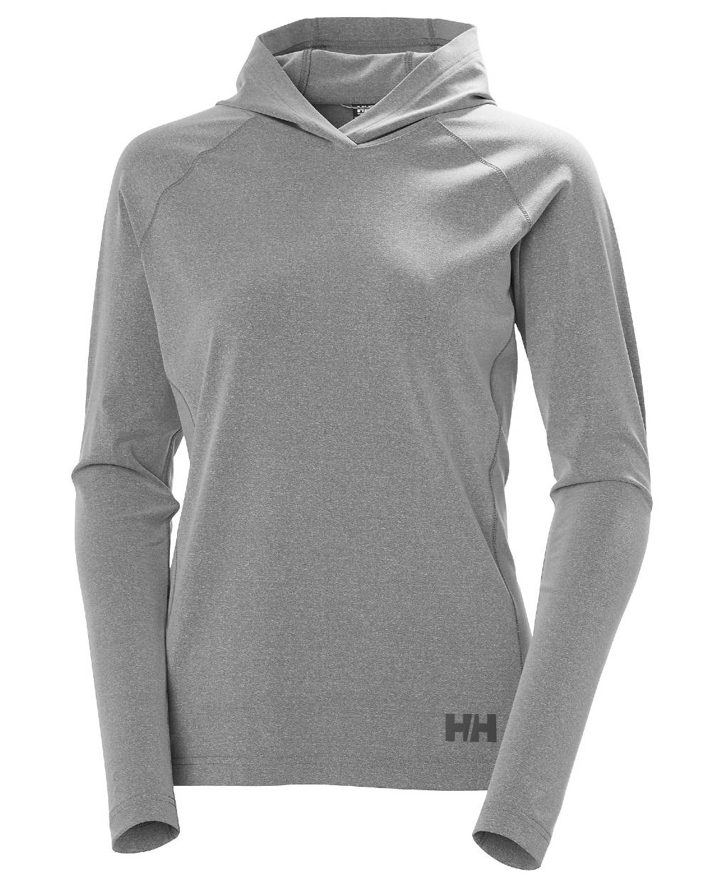 Ebony Melange coloured Helly Hansen Womens Tyri Knit Hoodie on white background 