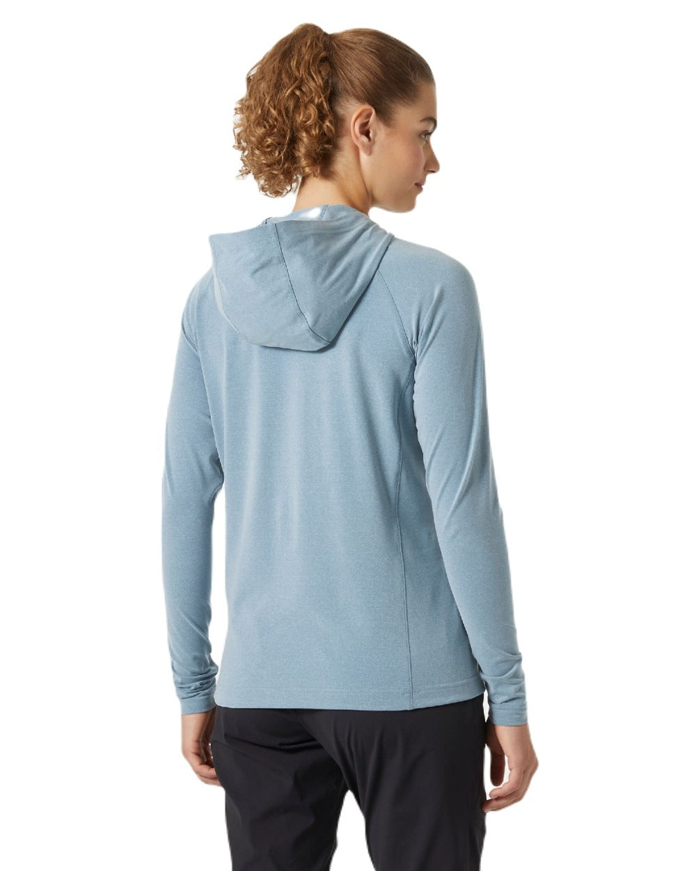 Washed Navy Melange coloured Helly Hansen Womens Tyri Knit Hoodie on white background 