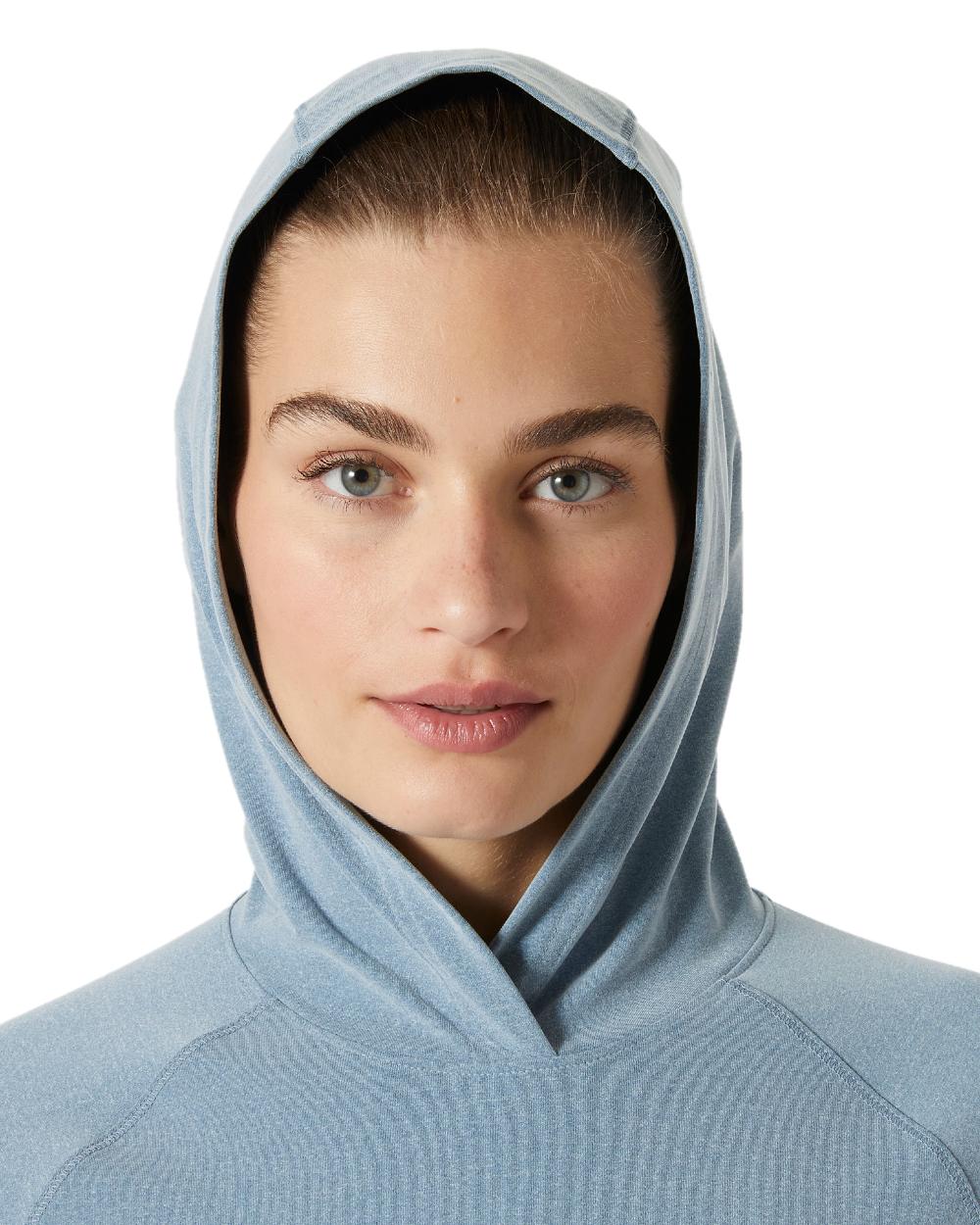Washed Navy Melange coloured Helly Hansen Womens Tyri Knit Hoodie on white background 