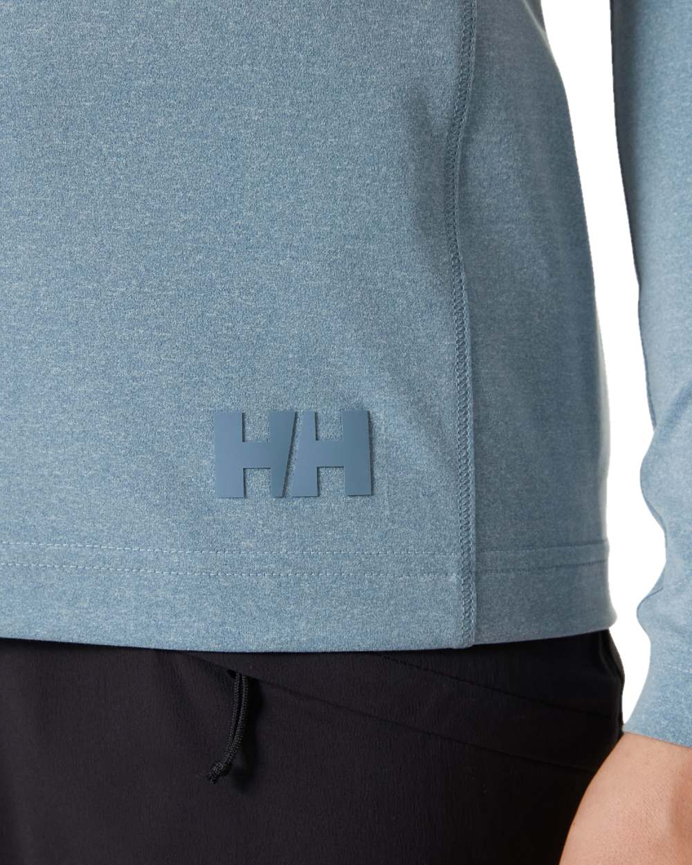 Washed Navy Melange coloured Helly Hansen Womens Tyri Knit Hoodie on white background 