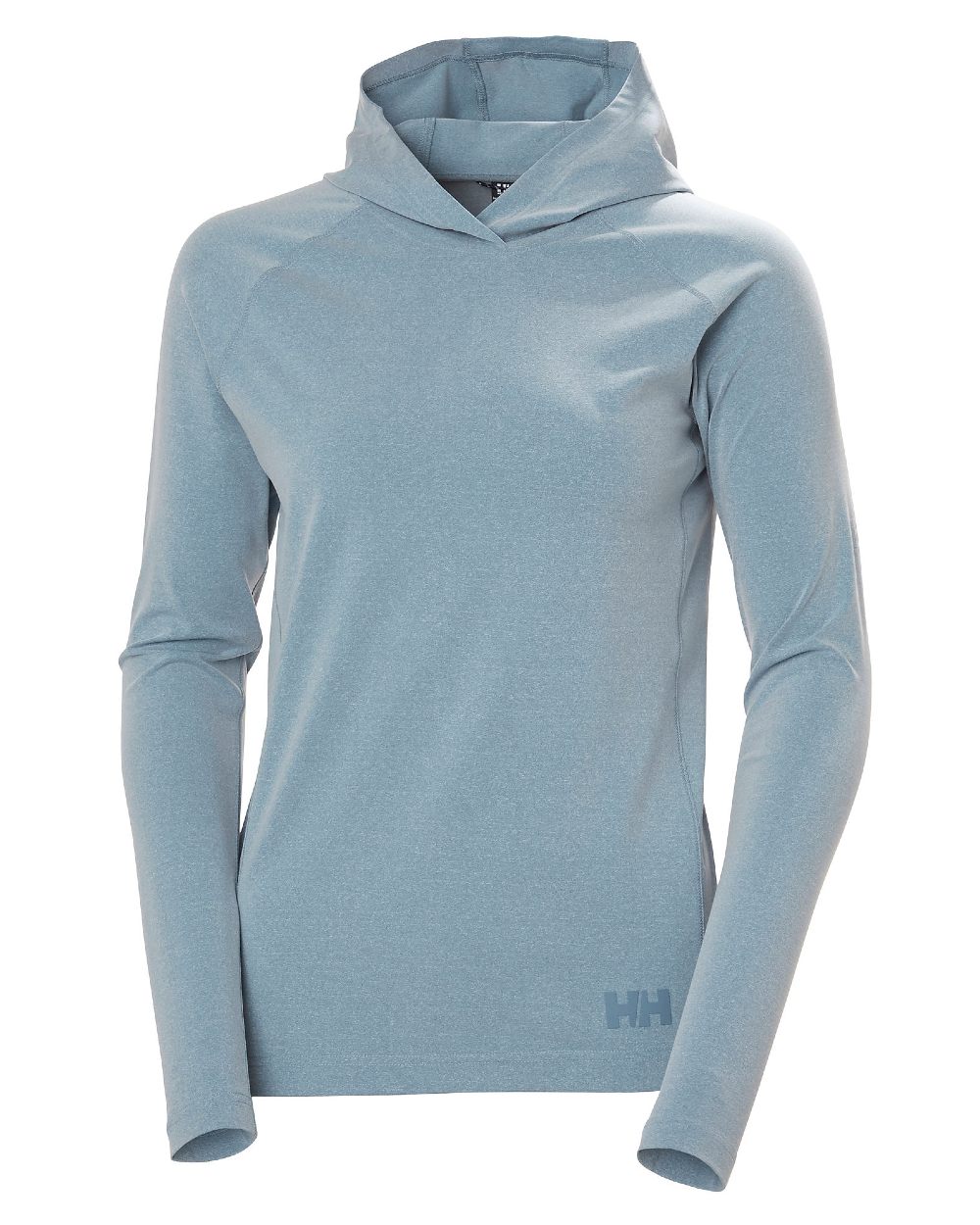 Washed Navy Melange coloured Helly Hansen Womens Tyri Knit Hoodie on white background 
