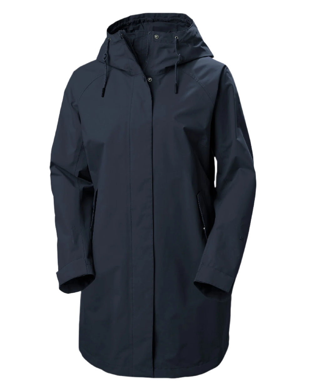 Navy coloured Helly Hansen Womens Valentia 2.0 Raincoat on white background 