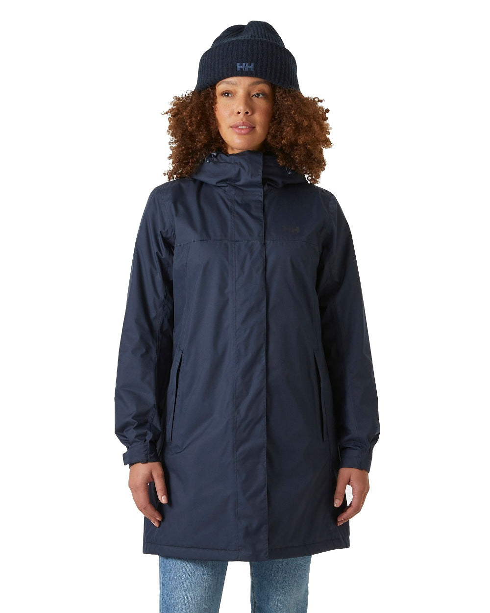 Navy coloured Helly Hansen Womens Vancouver Fleece Lined Jacket on white background 