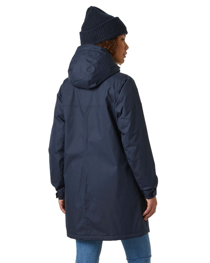 Navy coloured Helly Hansen Womens Vancouver Fleece Lined Jacket on white background 