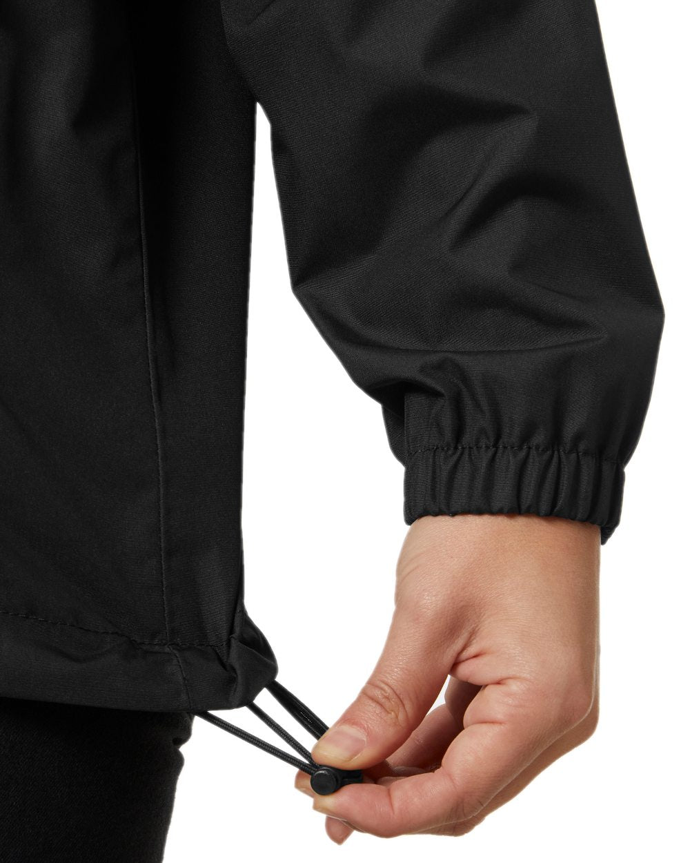 Black coloured Helly Hansen Womens Vancouver Rain Jacket on white background 
