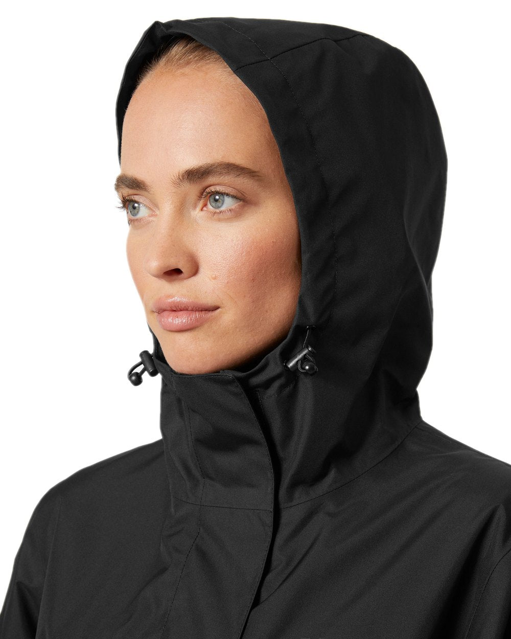 Black coloured Helly Hansen Womens Vancouver Rain Jacket on white background 