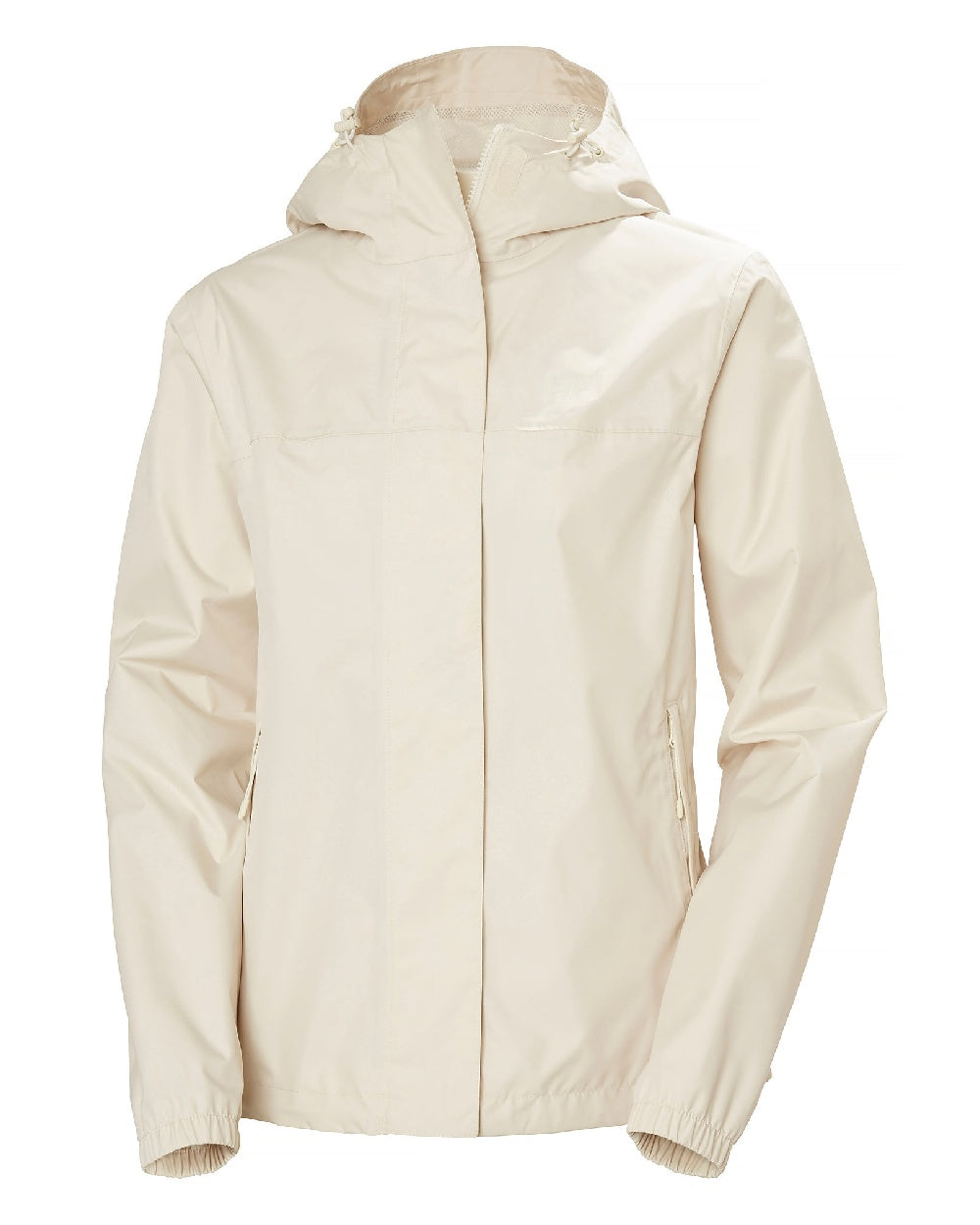 Cream coloured Helly Hansen Womens Vancouver Rain Jacket on white background 