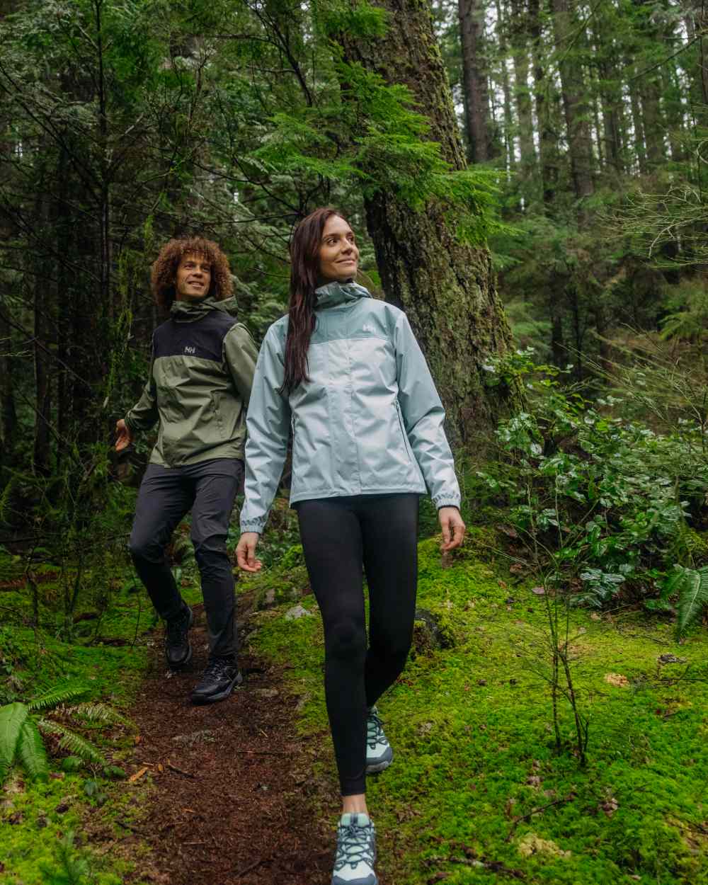 Green Mist coloured Helly Hansen Womens Vancouver Rain Jacket on nature background 