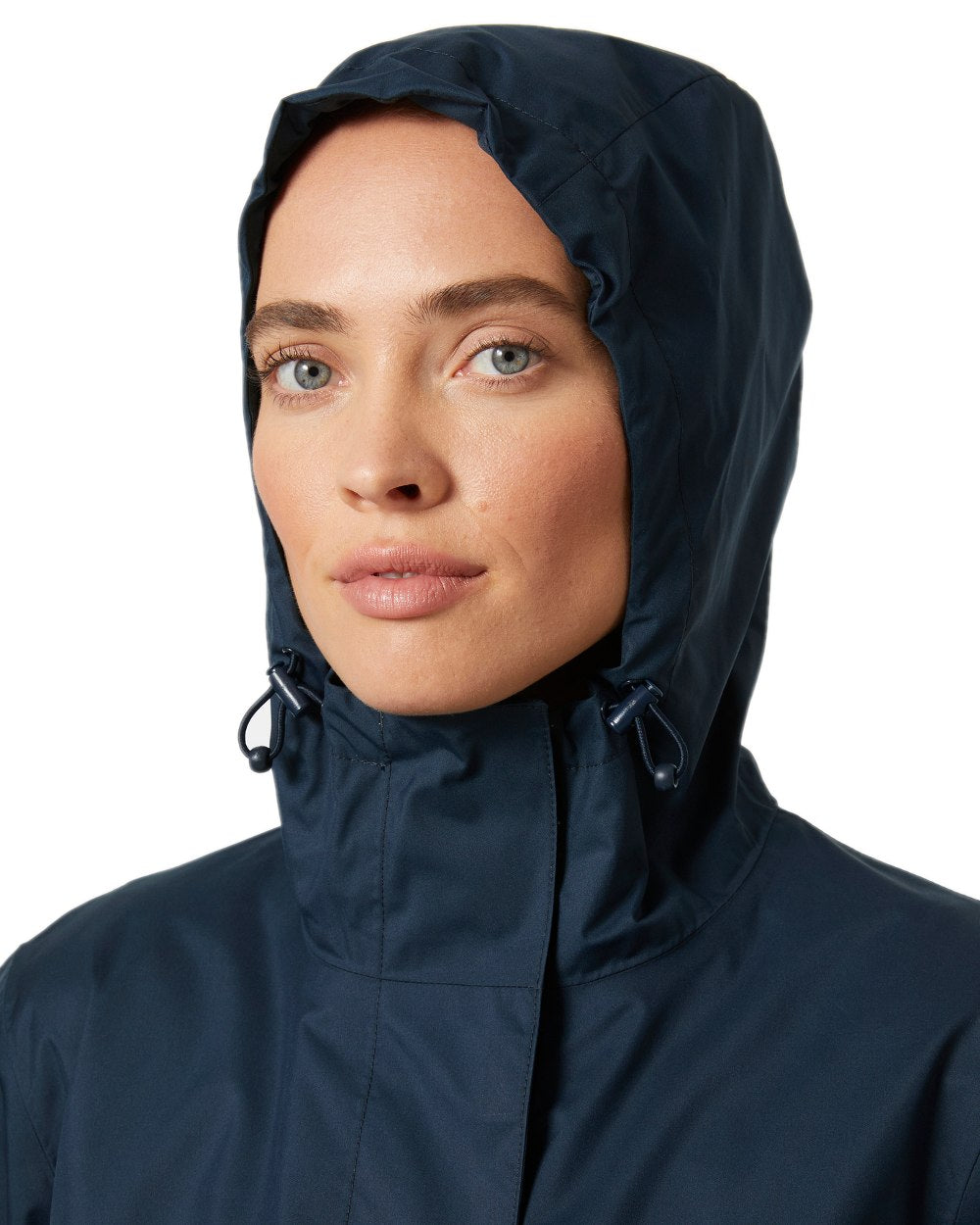 Navy coloured Helly Hansen Womens Vancouver Rain Jacket on white background 