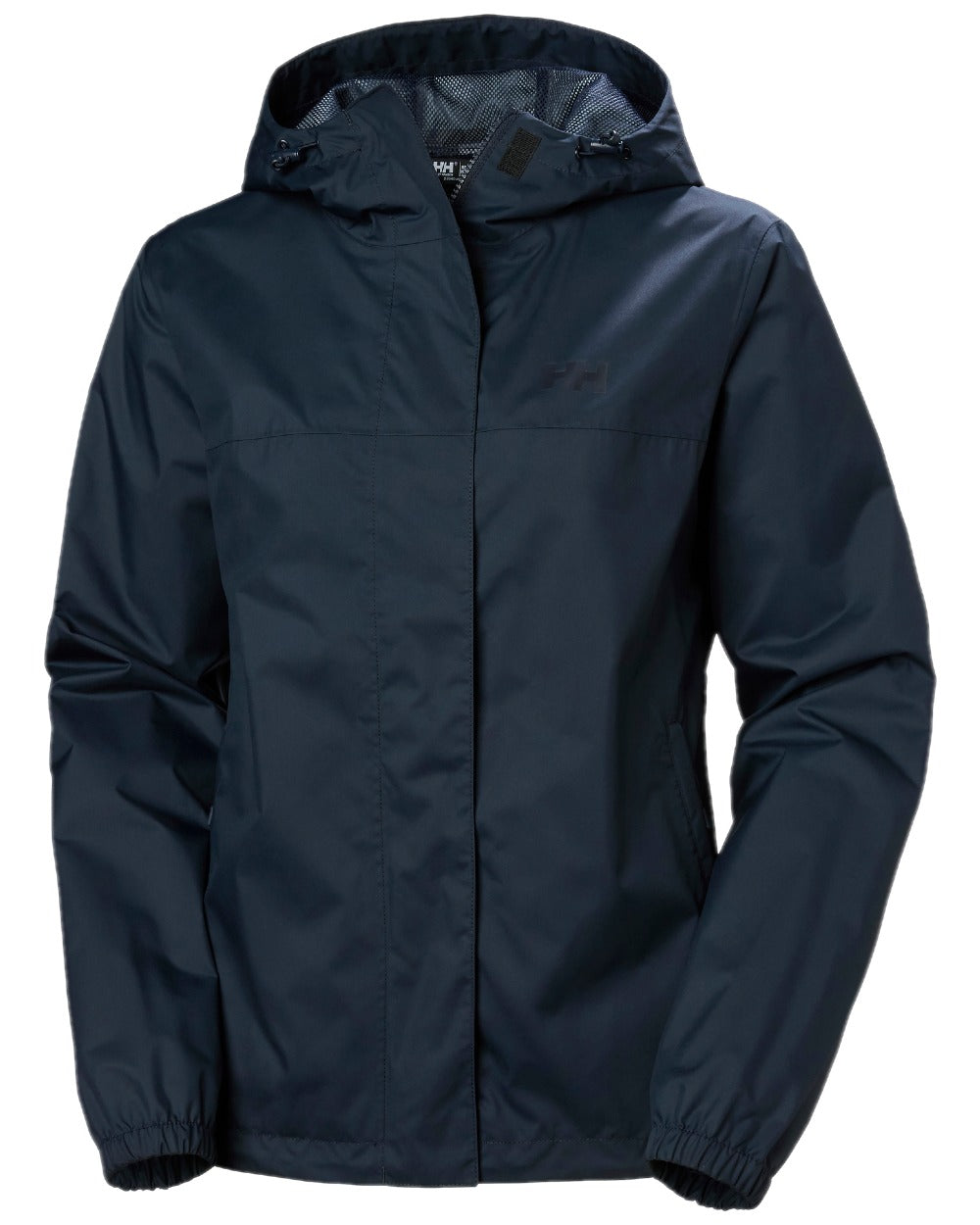 Navy coloured Helly Hansen Womens Vancouver Rain Jacket on white background 