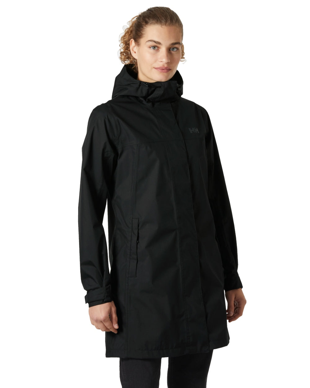 Black coloured Helly Hansen Womens Vancouver Raincoat on white background 