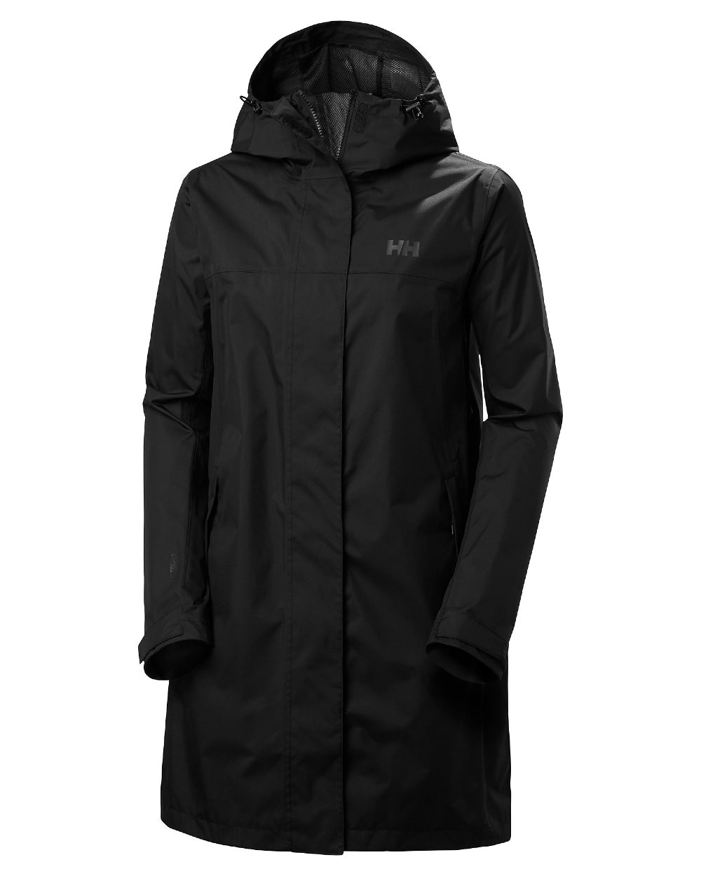 Black coloured Helly Hansen Womens Vancouver Raincoat on white background 