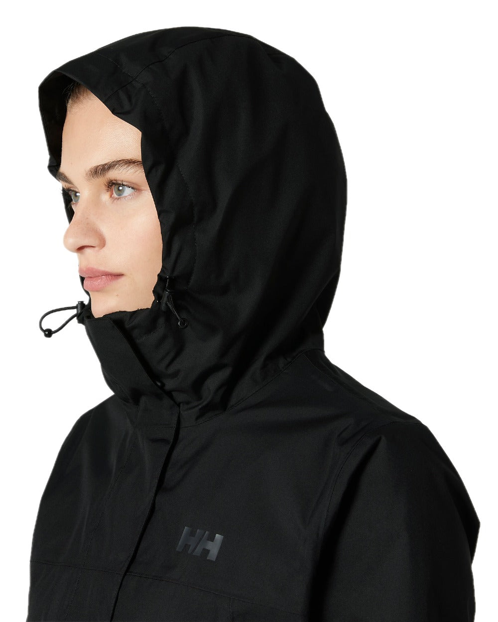 Black coloured Helly Hansen Womens Vancouver Raincoat on white background 