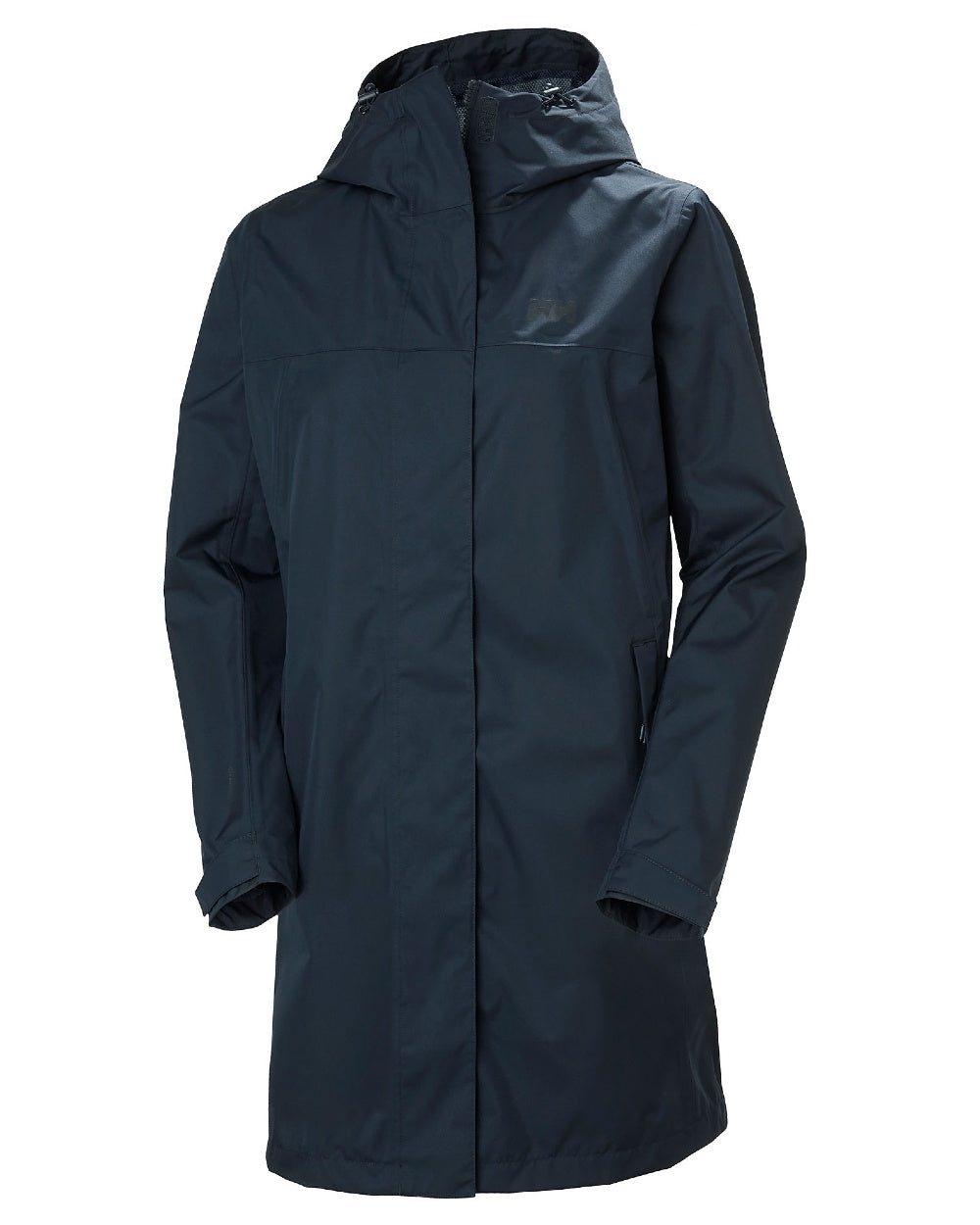 Navy coloured Helly Hansen Womens Vancouver Raincoat on white background 