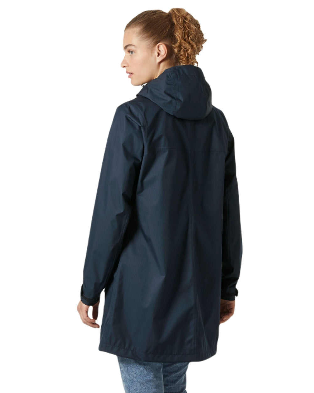 Navy coloured Helly Hansen Womens Vancouver Raincoat on white background 