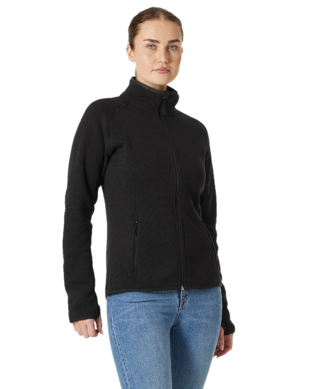 Black Coloured Helly Hansen Womens  Varde Fleece Jacket 2.0 on white background 