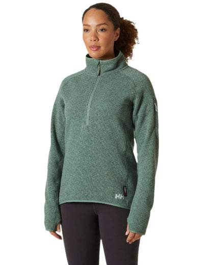 Cactus Coloured Helly Hansen Womens Varde Half Zip 2.0 on white background 