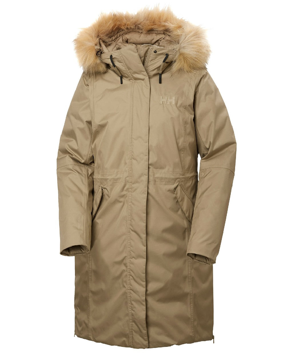 Pebble Coloured Helly Hansen Womens Vega Parka on white background 