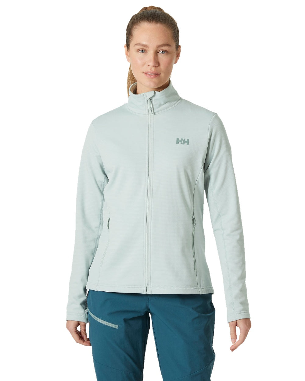 Green Mist Coloured Helly Hansen Womens Versalite Fleece Jacket on white background 