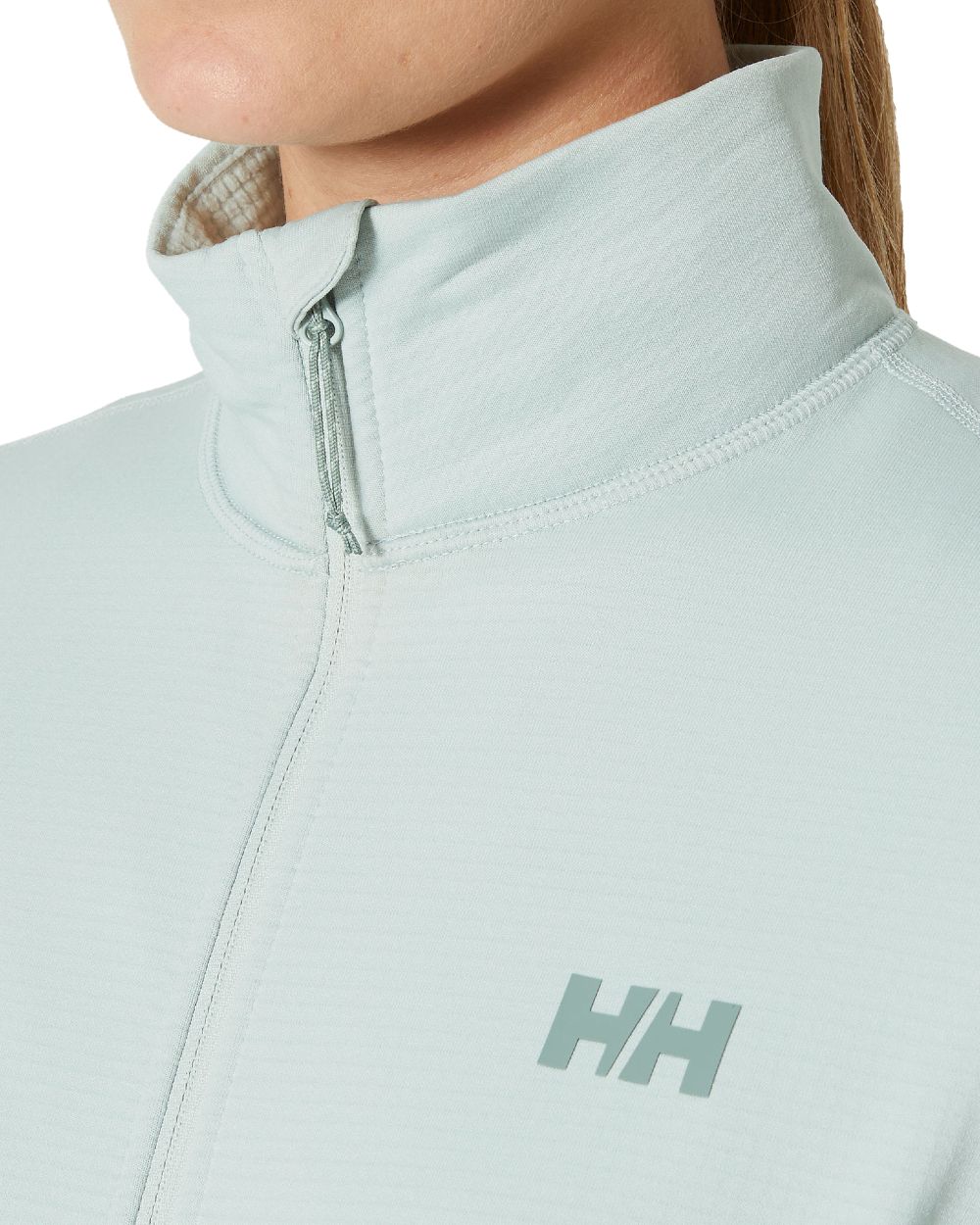 Green Mist Coloured Helly Hansen Womens Versalite Fleece Jacket on white background 