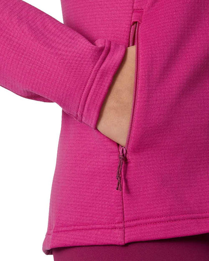 Magenta 2 Coloured Helly Hansen Womens Versalite Fleece Jacket on white background 