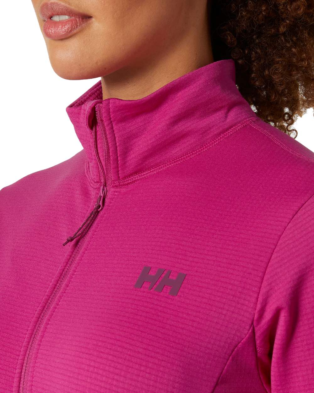 Magenta 2 Coloured Helly Hansen Womens Versalite Fleece Jacket on white background 