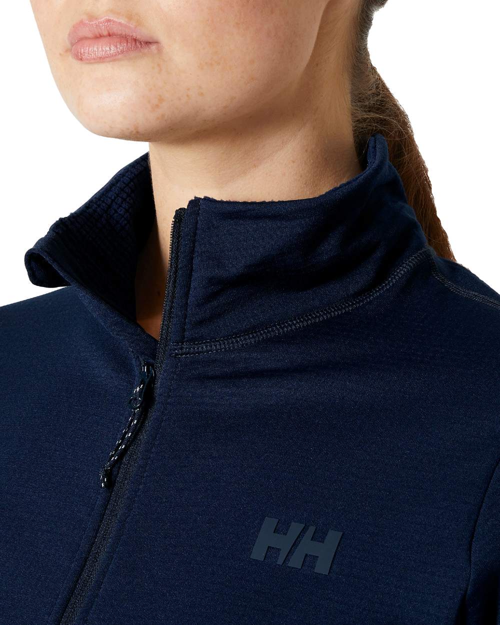 Navy Coloured Helly Hansen Womens Versalite Fleece Jacket on white background 