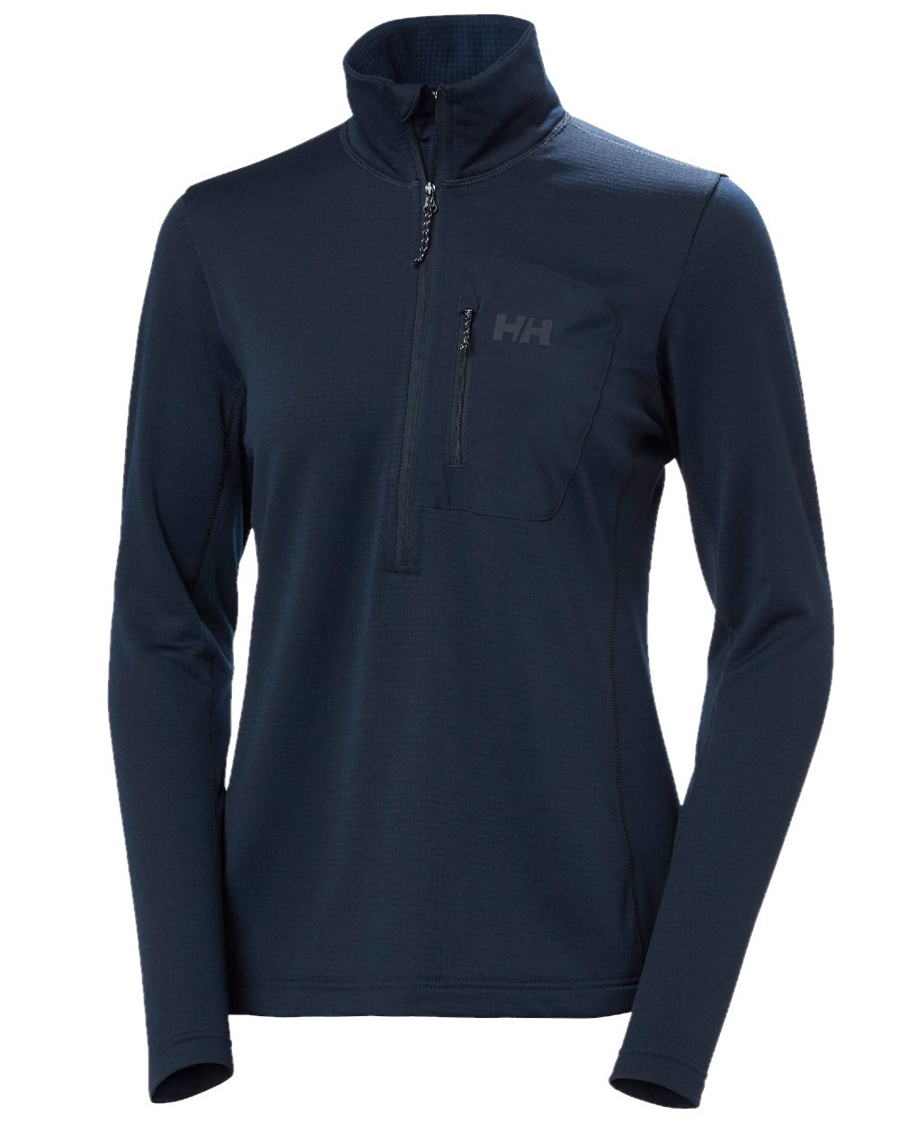 Navy coloured Helly Hansen Womens Versalite Half Zip Fleece on white background 