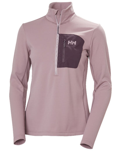 Purple Clay coloured Helly Hansen Womens Versalite Half Zip Fleece on white background 