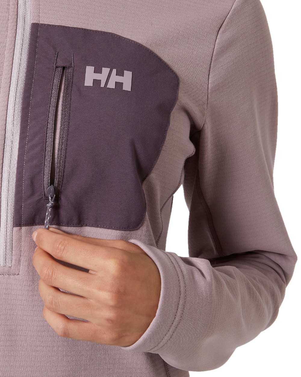 Purple Clay coloured Helly Hansen Womens Versalite Half Zip Fleece on white background 