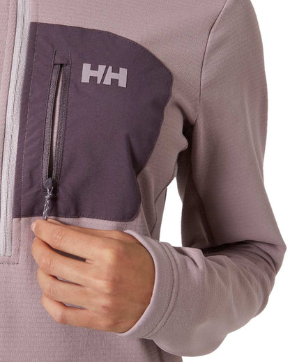 Purple Clay coloured Helly Hansen Womens Versalite Half Zip Fleece on white background 