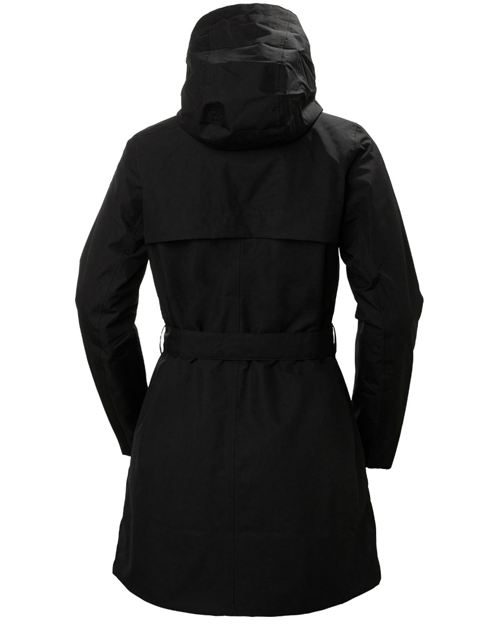 Black Coloured Helly Hansen Womens Welsey II Insulated Trench Coat on white background 