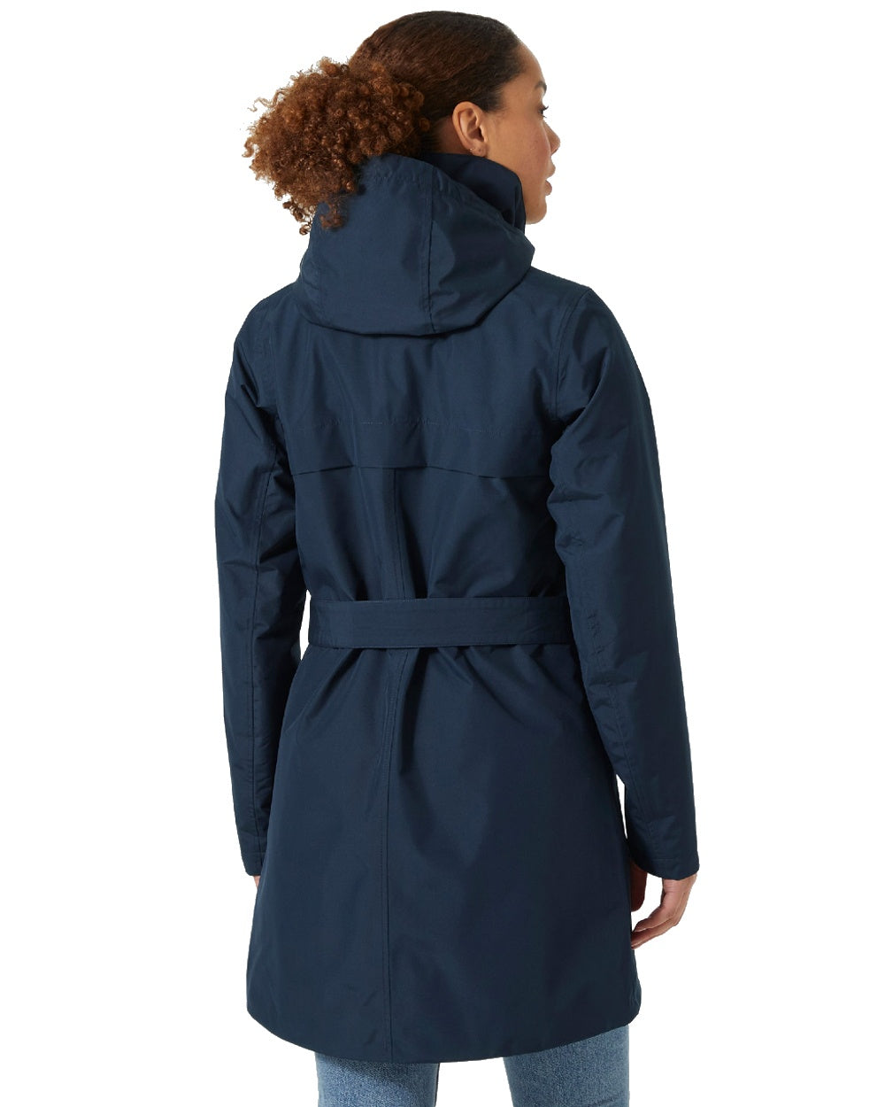 Navy Coloured Helly Hansen Womens Welsey II Insulated Trench Coat on white background 